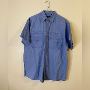 RedHead Men's Fishing Blue Short Sleeve Fisherman Shirt 100% cotton.Large